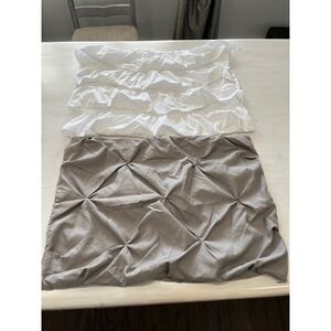 Two Soft Pillow Shams Ruffle White and Gray Standard Size‎